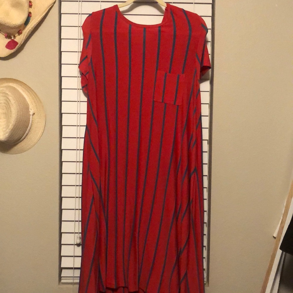 Red and blue striped swing dress (Carly)